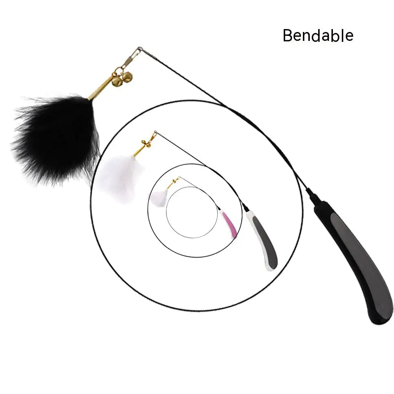 Super Long Soft Rod Cat Teaser Stick with Bell